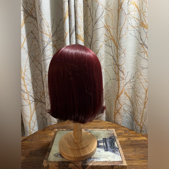 12 inch Burgundy Short Straight Wig adjustable cap #13 - Picture 2 of 2